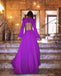 Purple Long Sleeve V-neck Open Back Prom Dresses ,PD00198