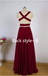 Burgundy Two Pieces Simple Gorgeous Vintage Party Prom Dresses. AB081