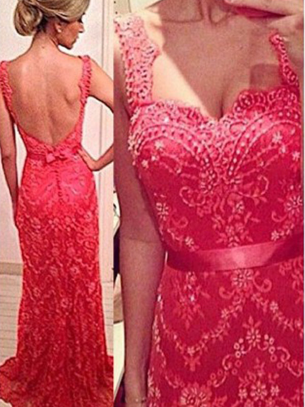 Red Lace Backless For Teens Elegant Vintage Lace Prom Dresses PD0510 AlineBridal Red Lace Backless For Teens Elegant Vintage Lace Prom Dresses PD0510 AlineBridal