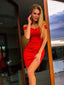 Red Off Shoulder Tight Sheath With Slit Homecoming Dresses,HD0059