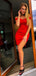Red Off Shoulder Tight Sheath With Slit Homecoming Dresses,HD0059
