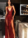 Red Sequin Spaghetti Strap Backless Silt Prom Dresses,PD00205