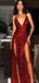 Red Sequin Spaghetti Strap Backless Silt Prom Dresses,PD00205