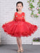 Red Tulle Rhinestone Applique Handmade Flower Sash Flower Girl Dresses, FGS136