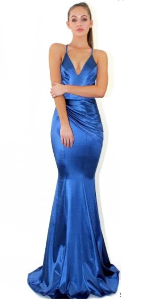 Royal Blue Sexy Long Simple Spaghetti Straps Prom Dresses, PD0298