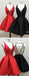Satin Sleeveless Open Back V-neck Simple Homecoming Dresses,HD0056