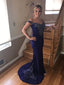 Sexy Charming Royal Blue Off Shoulder Appliques Mermaid Formal Evening Party Prom Dresses,PD00029
