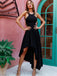 Sexy Spaghetti Strap Lace Up Back High-low Black Evening Party Prom Dresses,PD00010