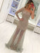 Shiny Beading One Shoulder Long Sleeve See Through Prom Dresses ,PD00200