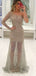 Shiny Beading One Shoulder Long Sleeve See Through Prom Dresses ,PD00200