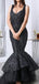 Shiny Black Satin With Sequin Mermaid Sleeveless Prom Dresses.PD00223