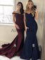 Shiny Off Shoulder Mermaid Train Charming Long Bridesmaid Dresses , AB4049