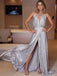 Shiny Silver Halter Charming Split Simple Prom Dresses,PD00329