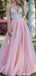 Silver Beading Pink Tulle Spaghetti Strap Backless Prom Dresses,PD00293