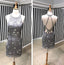 Silver Beading Rhinestone Open Back Sheath Homecoming Dresses,HD0041