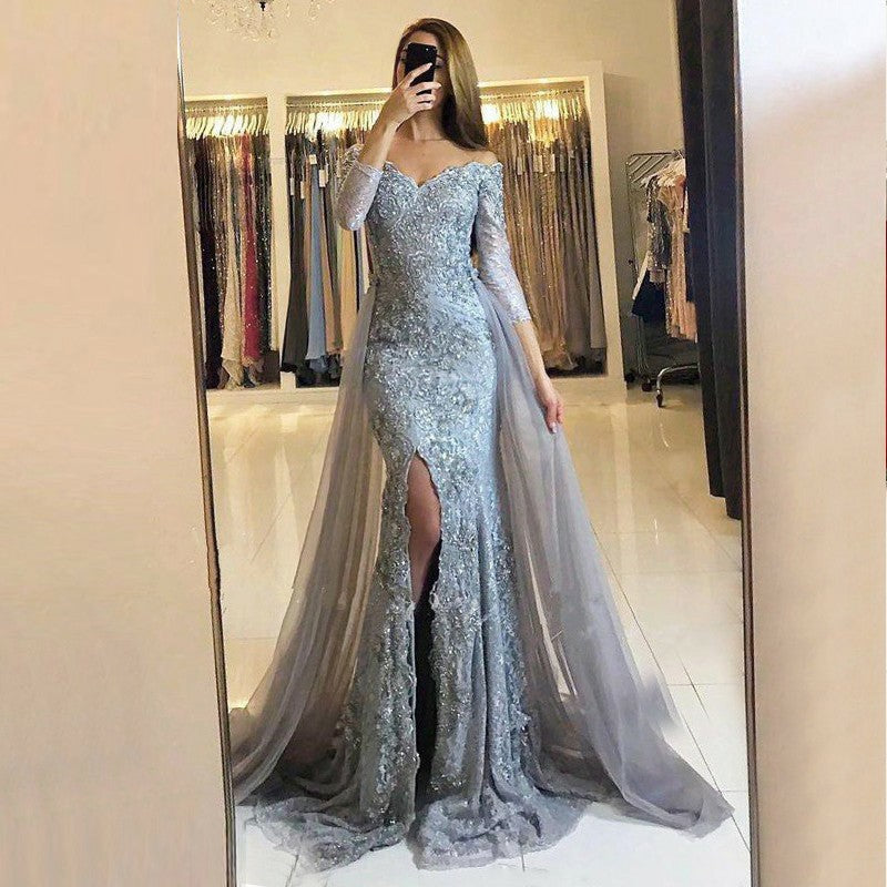 Beaded Feather Prom Dresses Long Sleeve 1920s Evening Dress 22140 –  vigocouture