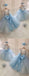 Silver Sequin Pale Blue Tulle Butterfly Applique Flower Girl Dresses, FGS142