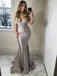 Silver Spaghetti Strap Mermaid V-neck Sexy Charming Prom Dresses.PD00246