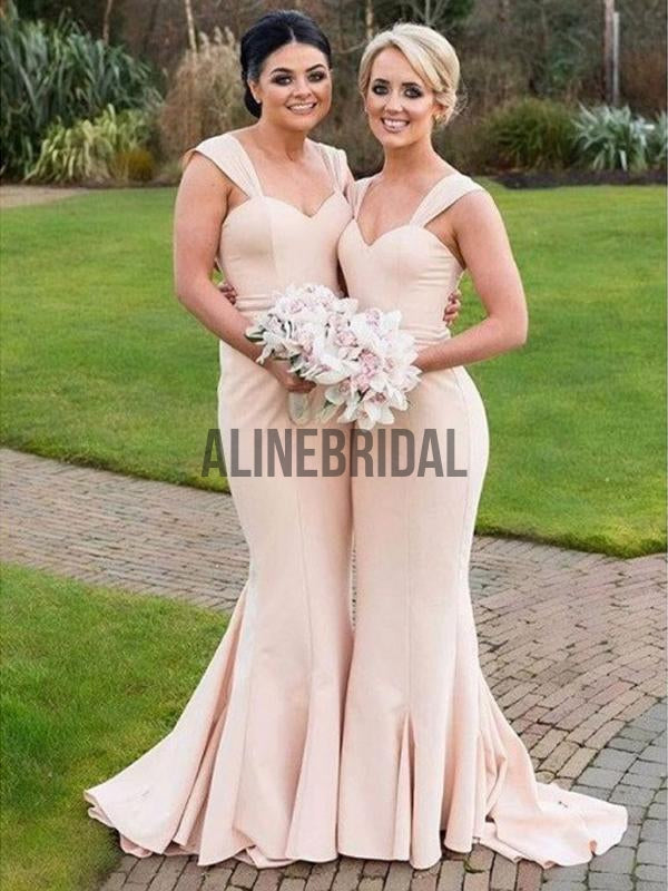 Simple Charming Wide Straps Mermaid Long Bridesmaid Dresses, AB4027