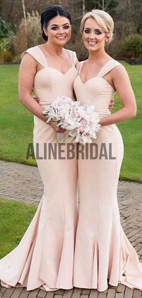 Simple Charming Wide Straps Mermaid Long Bridesmaid Dresses, AB4027