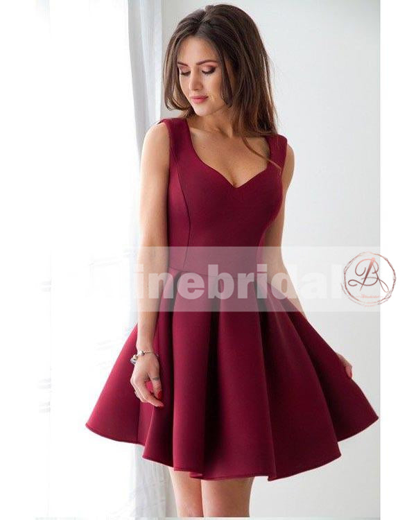 Simple Cheap Burgundy Mini Sleeveless Sweet-16 Homecoming Dresses ,BD0 AlineBridal Simple Cheap Burgundy Mini Sleeveless Sweet-16 Homecoming Dresses ,BD0 AlineBridal