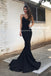 Simple Cheap Spaghetti Strap Black Mermaid Formal Party Prom Dresses ,PD00097