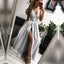 Simple Elegant Light Grey Lace Sleeveless V-neck High Side Splits Prom Dresses ,PD0183