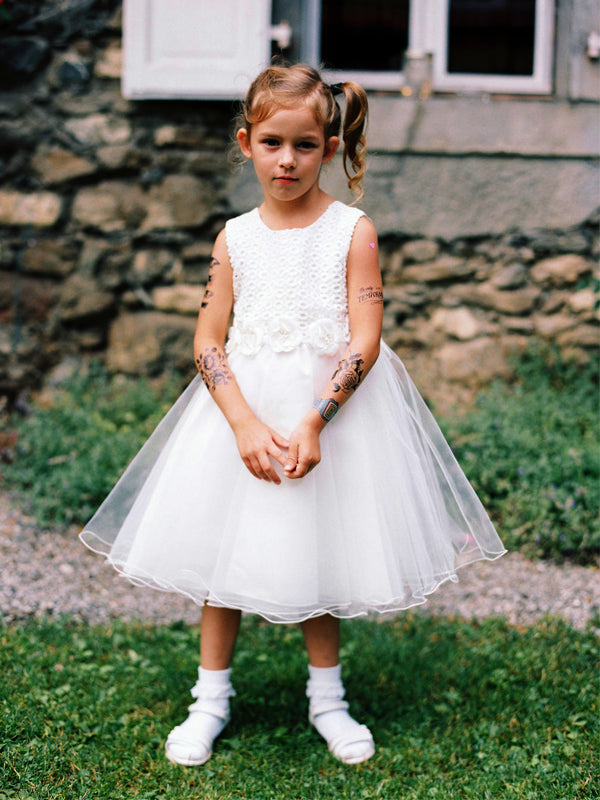 Ivory lace tulle flower girl dress clearance