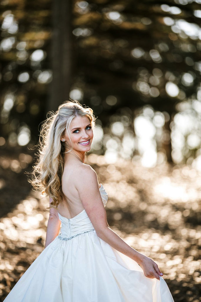 Simple Ivory Satin Sweetheart Strapless Ball Gown Vintage Wedding Dresses, AB1082