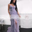 Simple Lilac Spaghetti Strap Ruffles Prom Dresses With Slit ,PD00108