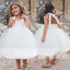 Simple Off White Tulle Haler Cute Flower Girl Dresses, FGS080