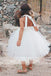 Simple Off White Tulle Haler Cute Flower Girl Dresses, FGS080