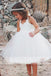 Simple Off White Tulle Haler Cute Flower Girl Dresses, FGS080