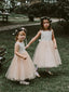 Simple Satin Tulle Sleeveless With Bowknot Flower Girl Dresses, FGS143