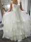 Simple Sweetheart Strapless Tiered Lace Up Back Wedding Dresses, AB1538