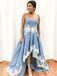 Sky Blue Strapless High Low Appliques Prom Dresses,PD00117