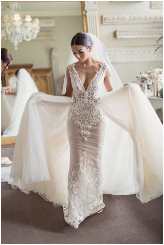 Wedding gowns online with detachable skirt