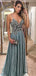 Sofa Green Beading Lace Spaghetti Strap Halter Prom Dresses,PD00213