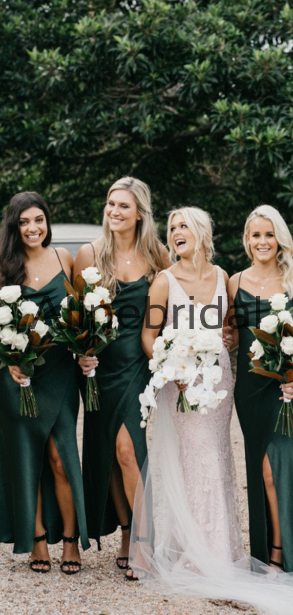 Spaghetti Straps Green Long Simple Beach Bridesmaid Dresses AB4231 AlineBridal Spaghetti Straps Green Long Simple Beach Bridesmaid Dresses AB4231 AlineBridal