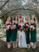 Spaghetti Straps Green Short Simple Beach Bridesmaid Dresses AB4232