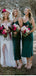 Spaghetti Straps Green Short Simple Beach Bridesmaid Dresses AB4232