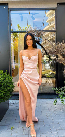 Spaghetti Straps Sexy Mermaid Simple Evening Prom Dresses  PD1054