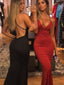 Spaghetti Strap Jersey Sexy Backless Mermaid Simple Cheap Prom Dresses,PD0305
