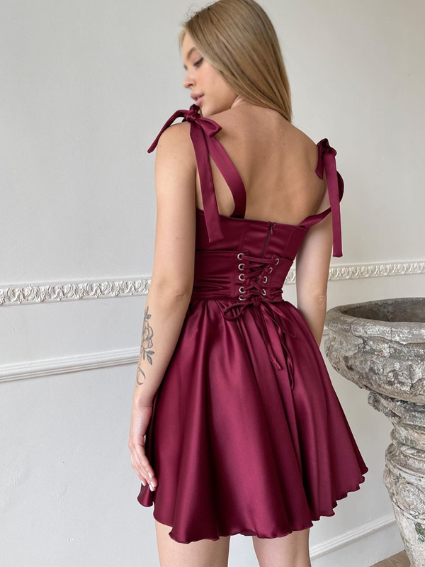 Fancy Spaghetti Strap Sweetheart A-line Short Prom Dress, PD3065