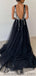 Sparkly A-Line Tulle Sequin Long Prom Dresses PD1036