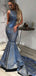 Sparkly Dark Grey Sequined Satin Mermaid Train Prom Dresses,PD00325