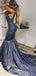 Sparkly Dark Grey Sequined Satin Mermaid Train Prom Dresses,PD00325