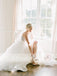 Sparkly Silver Bead Rhinestone Spaghetti Straps Ruffles Ball Gown Wedding Dresses, AB1161