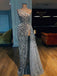 Sparkly Silver Beading One Shoulder Party Prom Dresses,PD00141