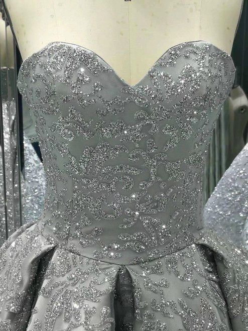 Sparkly Silver Sequin Sweetheart Strapless Ball Gown Prom Dresses,PD00 AlineBridal Sparkly Silver Sequin Sweetheart Strapless Ball Gown Prom Dresses,PD00 AlineBridal